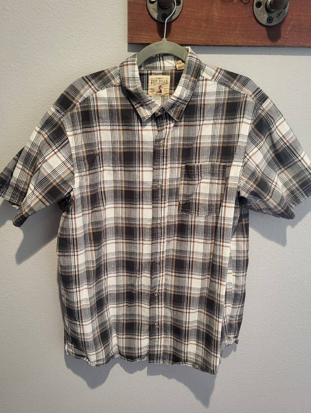 Red Head Button Up Shirt.